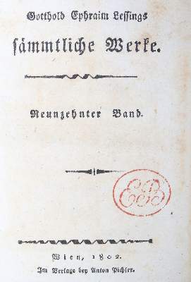 Bild Nr.1: 129-965 Lessing,G.E.: (Literatur und illustrierte Bücher bis 19.Jahrhundert)