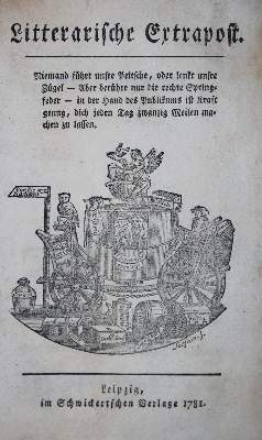 Bild Nr.1: 129-968 Litterarische Extrapost.: (Literatur und illustrierte Bücher bis 19.Jahrhundert)