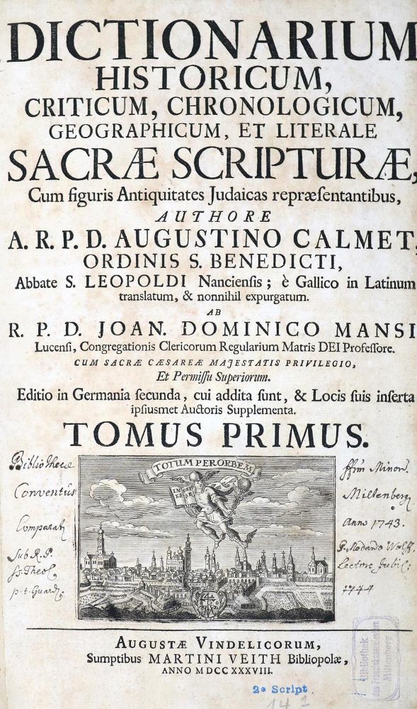 Große Abbildung Nr.1: 130-102 Calmet,A.: (Alte Drucke, Handschriften und Theologie)