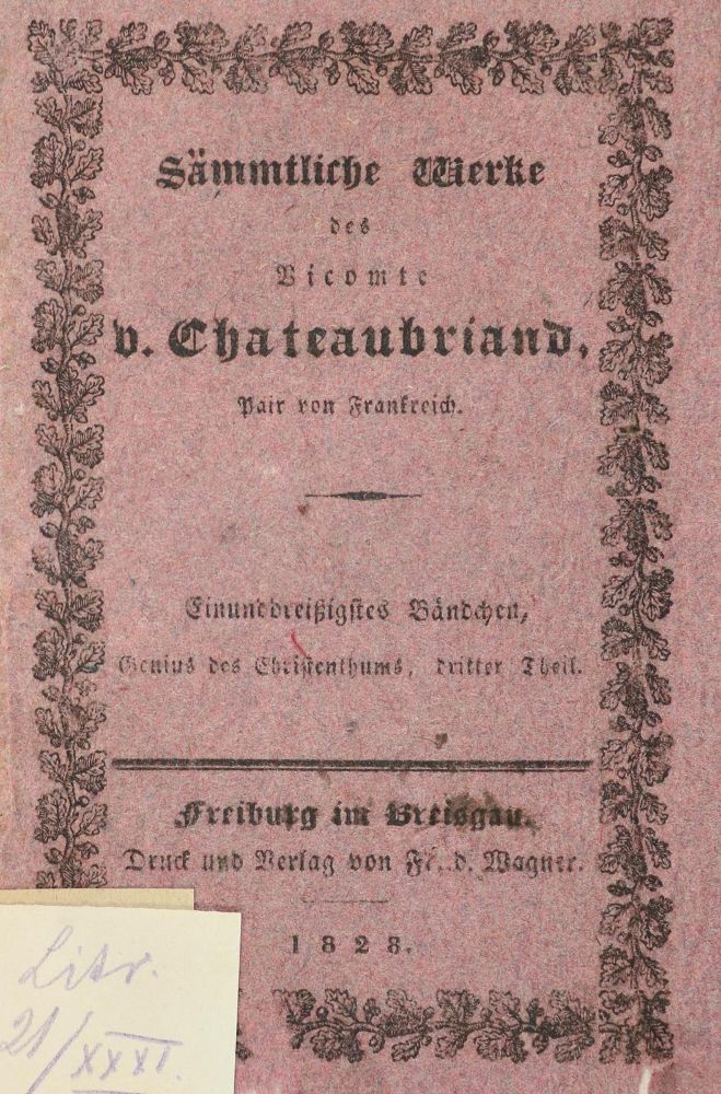 Große Abbildung Nr.1: 130-1158 Chateaubriand,F.R.de.: (Literatur und illustrierte Bücher bis 19.Jahrhundert)