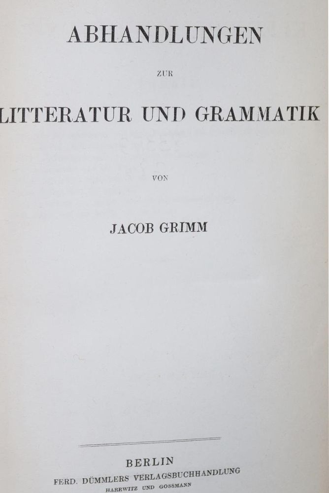 Große Abbildung Nr.1: 130-1199 Grimm,J.: (Literatur und illustrierte Bücher bis 19.Jahrhundert)