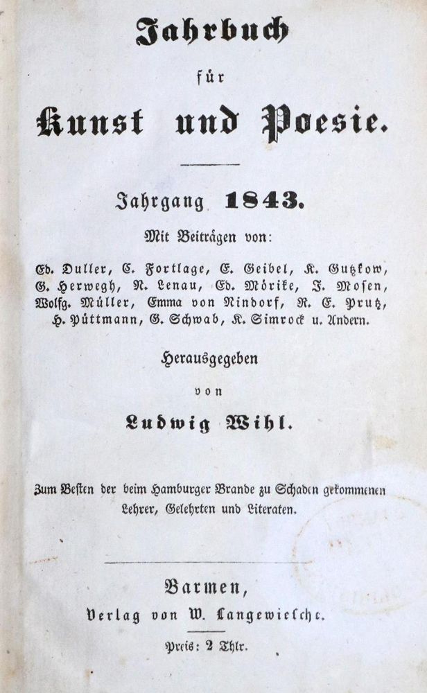 Große Abbildung Nr.1: 130-1214 Jahrbuch für Kunst und Poesie.: (Literatur und illustrierte Bücher bis 19.Jahrhundert)