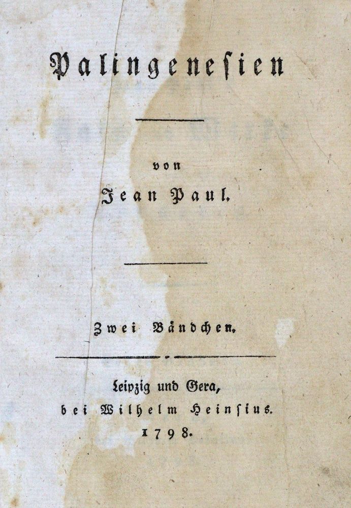Große Abbildung Nr.1: 130-1216 Jean Paul (d.i. J.P.F.Richter).: (Literatur und illustrierte Bücher bis 19.Jahrhundert)