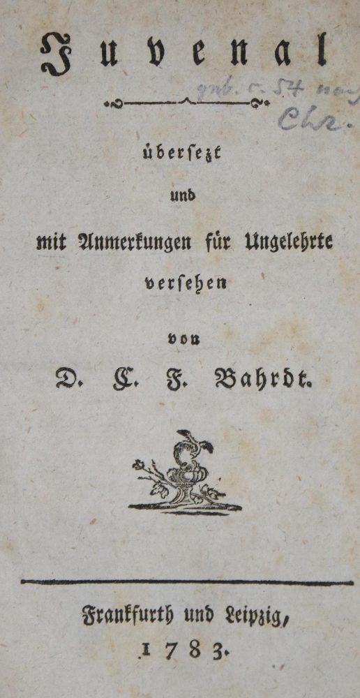Große Abbildung Nr.1: 130-1218 Bahrdt,C.F.: (Juvenal)