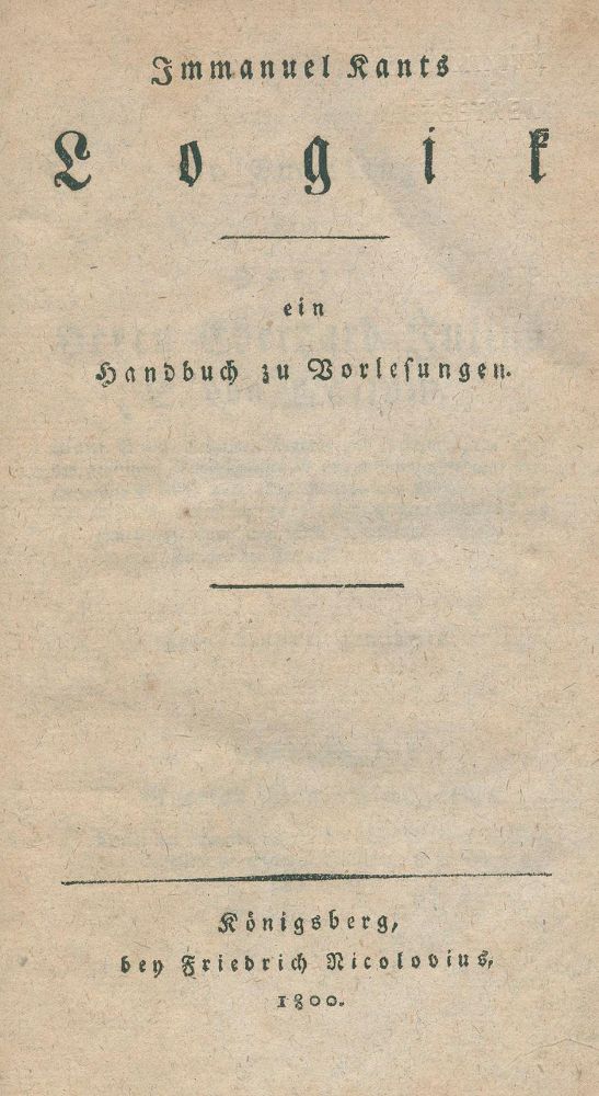 Große Abbildung Nr.1: 130-1220 Kant, I.: (Literatur und illustrierte Bücher bis 19.Jahrhundert)