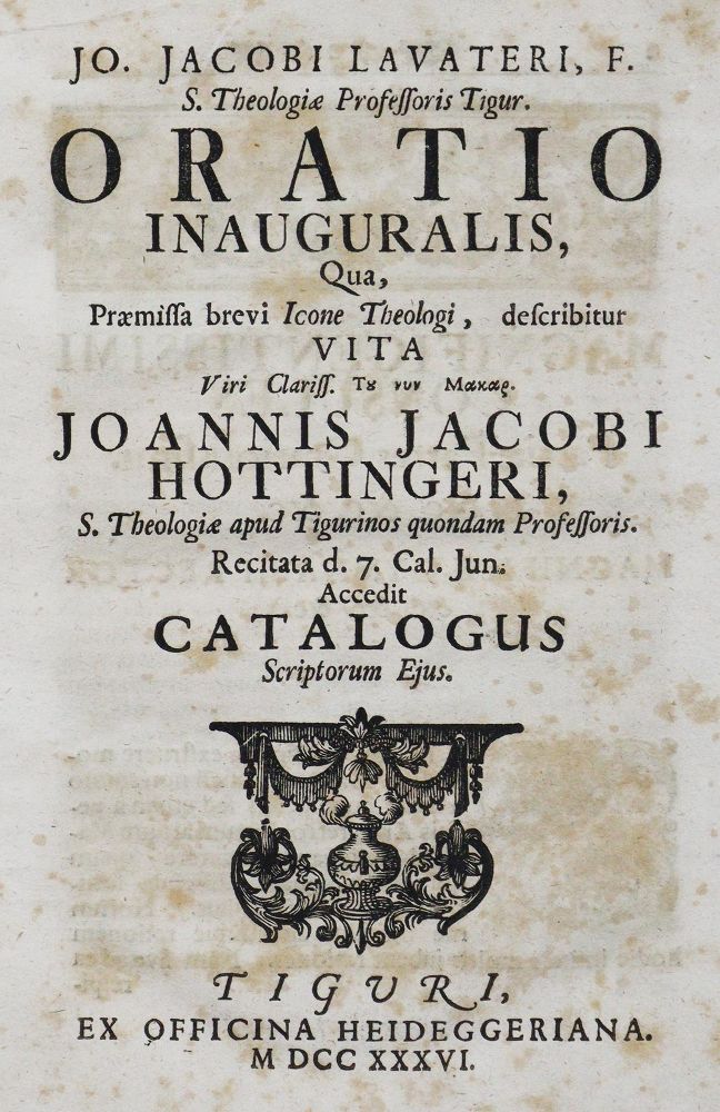 Große Abbildung Nr.1: 130-1238 Lavater,J.J.: (Literatur und illustrierte Bücher bis 19.Jahrhundert)