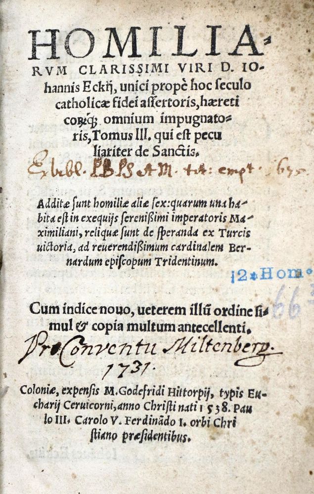 Große Abbildung Nr.1: 130-132 Eck,J.: (Alte Drucke, Handschriften und Theologie)