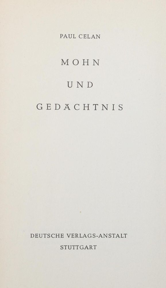 Große Abbildung Nr.1: 130-1399 Celan,P. (d.i. P.Anczel).: (Literatur und illustrierte Bücher 20.Jahrhundert - Alte Literatur in modernen Ausgaben)