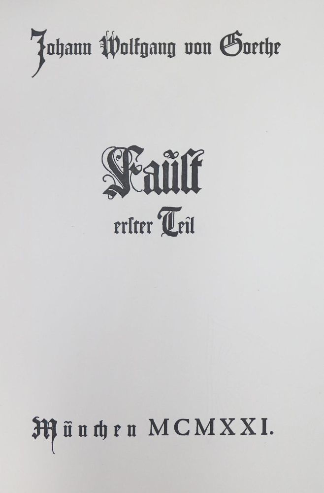 Große Abbildung Nr.1: 130-1446 Goethe,J.W.v.: (Literatur und illustrierte Bücher 20.Jahrhundert - Alte Literatur in modernen Ausgaben)