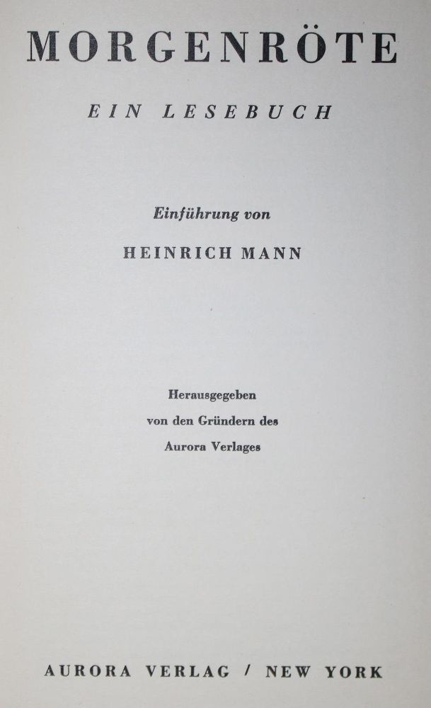 Große Abbildung Nr.1: 130-1542 Morgenröte.: (Literatur und illustrierte Bücher 20.Jahrhundert - Alte Literatur in modernen Ausgaben)