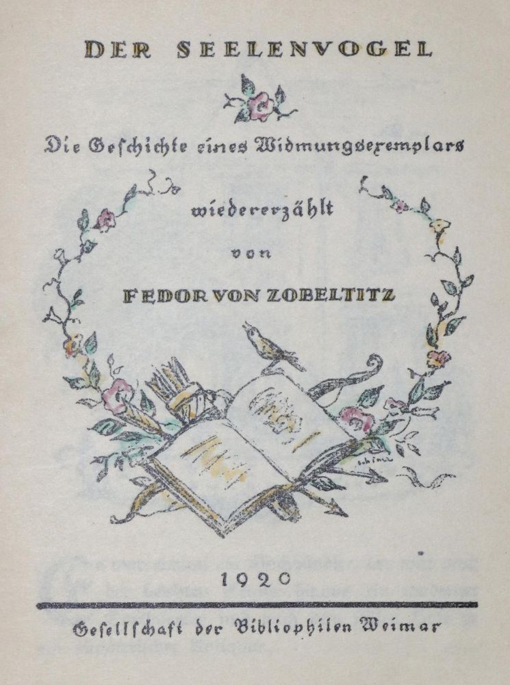 Große Abbildung Nr.1: 130-1670 Zobeltitz,F.v.: (Literatur und illustrierte Bücher 20.Jahrhundert - Alte Literatur in modernen Ausgaben)