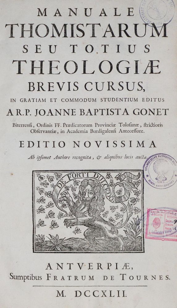 Große Abbildung Nr.1: 130-168 Gonet,J.B.: (Alte Drucke, Handschriften und Theologie)