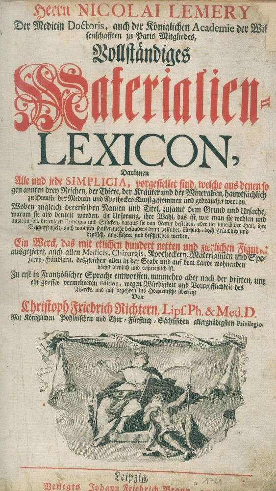 Große Abbildung Nr.1: 130-1754 Lemery,N.: (Medizin, Pharmazie)