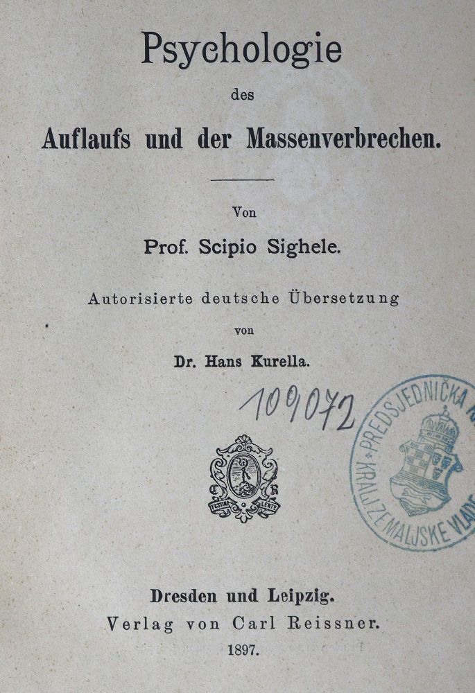 Große Abbildung Nr.1: 130-1758 Sighele,S.: (Medizin, Psychologie)