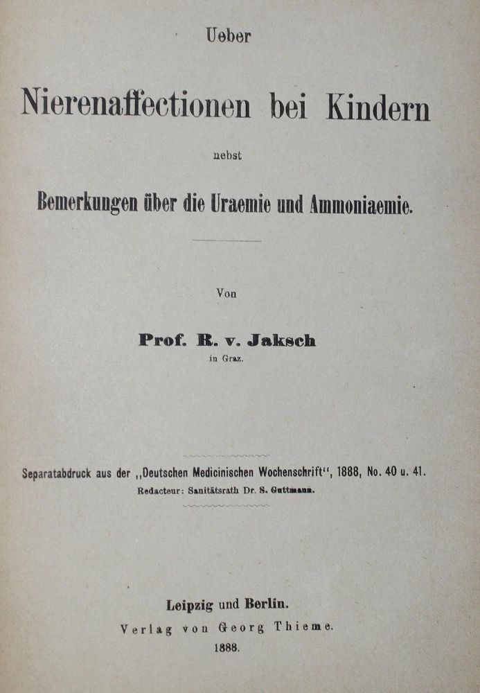 Große Abbildung Nr.1: 130-1814 Jaksch,R.v.: (Sammlung von Professor Dr.Dr. Johannes Büttner)