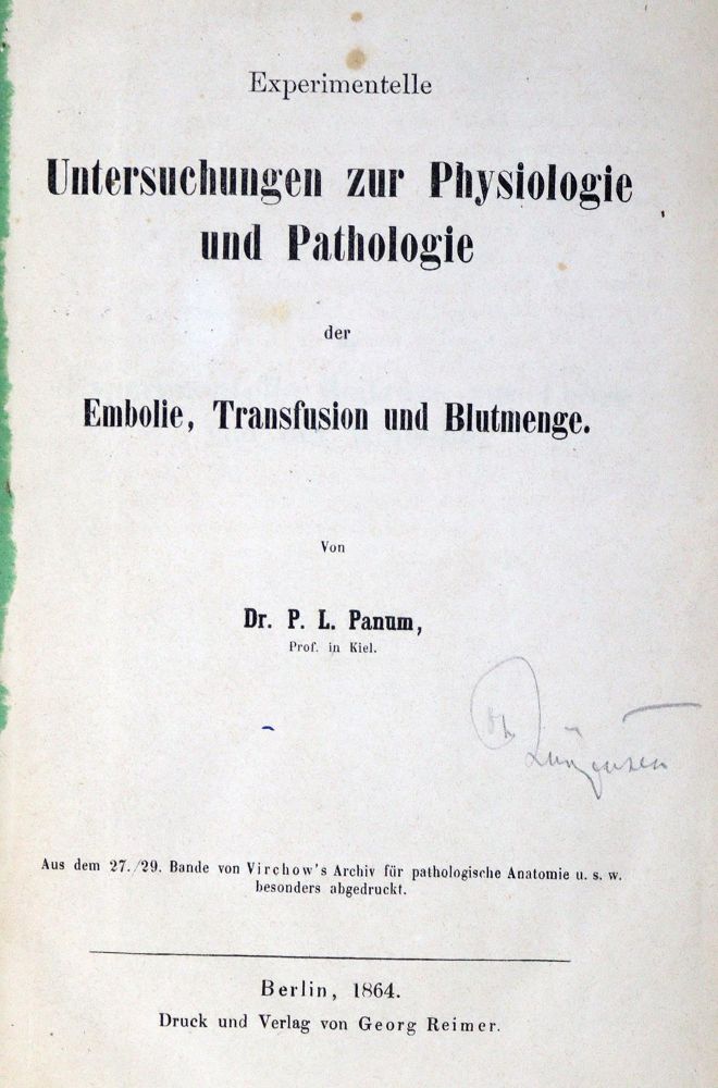 Große Abbildung Nr.1: 130-1850 Panum,P.L.: (Sammlung von Professor Dr.Dr. Johannes Büttner)