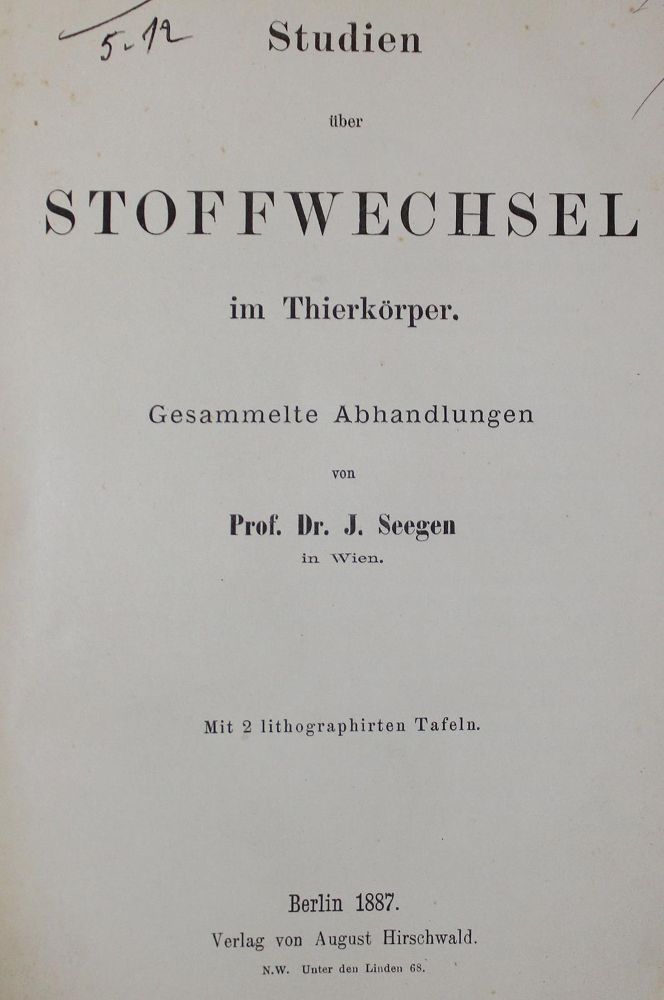Große Abbildung Nr.1: 130-1885 Seegen,J.: (Sammlung von Professor Dr.Dr. Johannes Büttner)