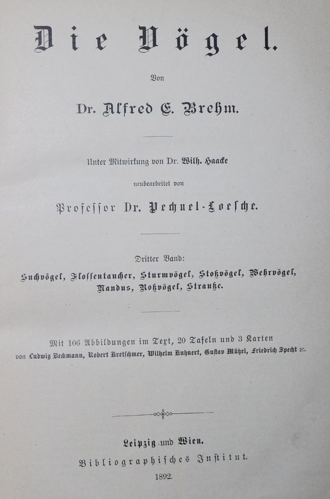 Große Abbildung Nr.1: 130-1900 Brehm,(A.E.).: (Zoologie)