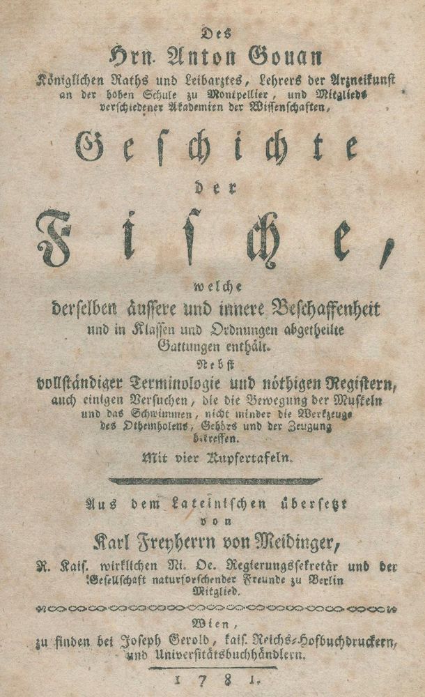 Große Abbildung Nr.2: 130-1908 Gouan,A.: (Zoologie, Fische)