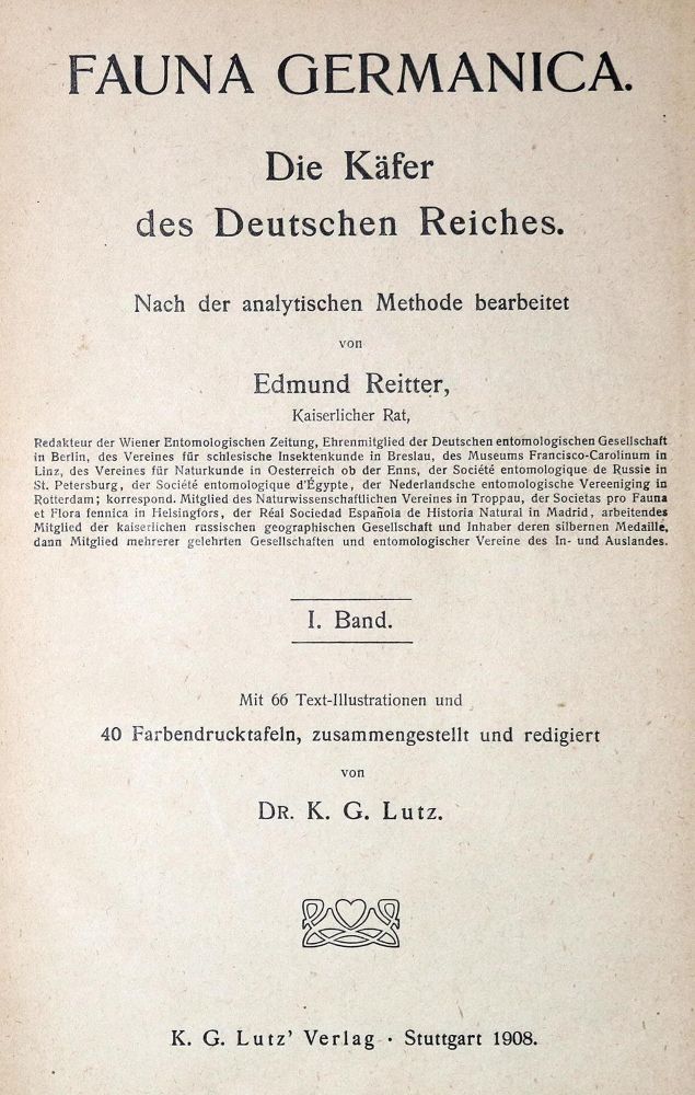 Große Abbildung Nr.3: 130-1915 Reitter,E.: (Zoologie, Käfer)