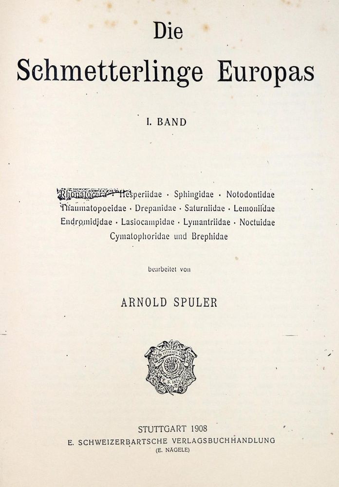 Große Abbildung Nr.2: 130-1923 Spuler,A.: (Zoologie, Schmetterlinge)