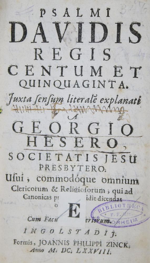 Große Abbildung Nr.1: 130-193 Heser,J.: (Alte Drucke, Handschriften und Theologie)