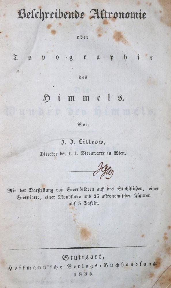 Große Abbildung Nr.1: 130-1943 Littrow,J.J.: (Verschiedene Gebiete - Varia, Astronomie)