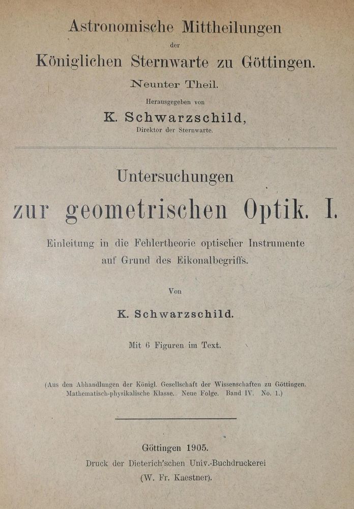Große Abbildung Nr.1: 130-1948 Schwarzschild,K.: (Verschiedene Gebiete - Varia, Astronomie)