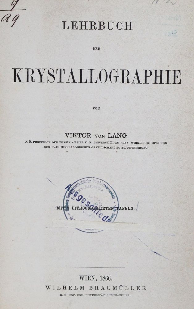 Große Abbildung Nr.1: 130-1978 Lang,V.v.: (Verschiedene Gebiete - Varia, Geologie - Mineralogie u. Paläontologie)