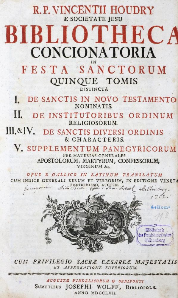 Große Abbildung Nr.1: 130-199 Houdry,V.: (Alte Drucke, Handschriften und Theologie)