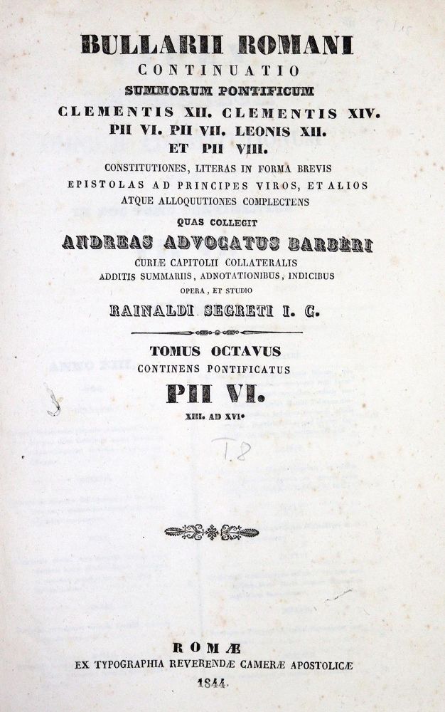Große Abbildung Nr.1: 130-20 Barberi,A.: (Alte Drucke, Handschriften und Theologie)