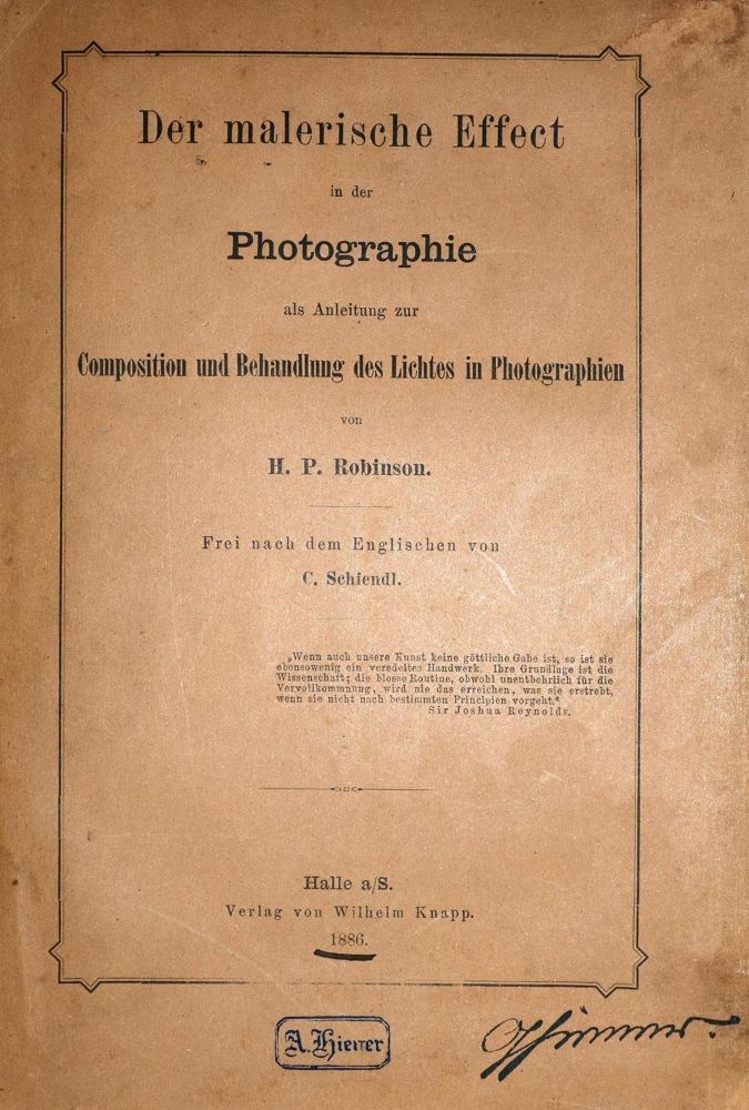 Große Abbildung Nr.2: 130-2001 Robinson,H.P.: (Verschiedene Gebiete - Varia, Photographie)