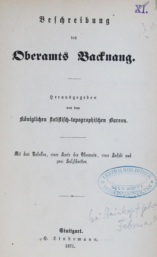 Große Abbildung Nr.2: 130-2103 Beschreibung des Oberamts: (Deutschland, Backnang)