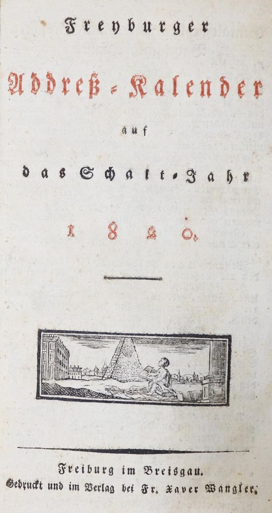 Große Abbildung Nr.1: 130-2183 Freyburger Addreß-Kalender: (Deutschland, Freiburg)