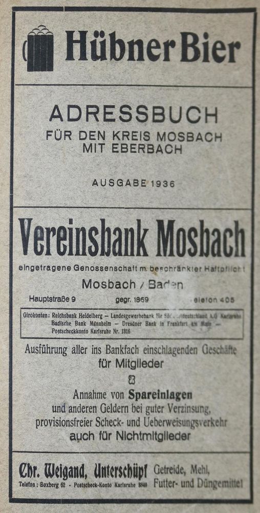 Große Abbildung Nr.1: 130-2229 Adressbuch: (Deutschland, Mosbach)