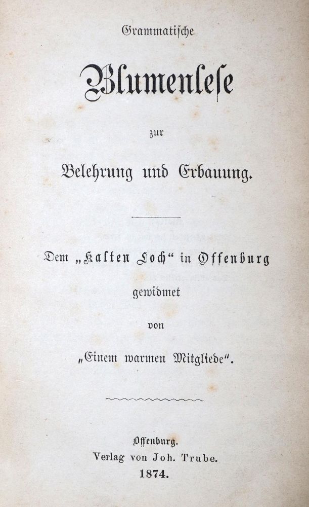 Große Abbildung Nr.1: 130-2238 Grammatische Blumenlese: (Deutschland, Offenburg)
