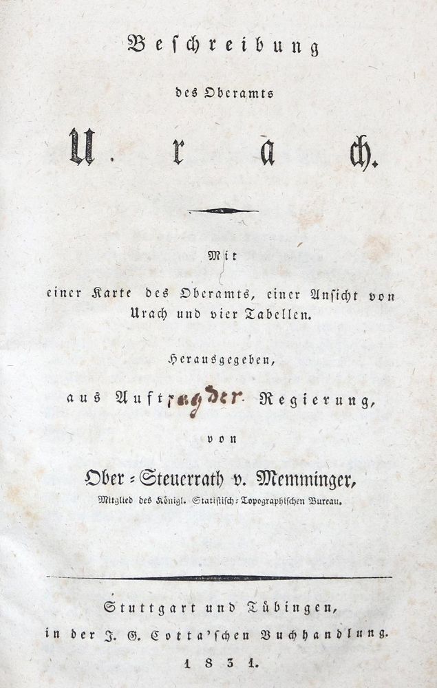 Große Abbildung Nr.2: 130-2300 Memminger,(J.D.G.).: (Deutschland, Urach)