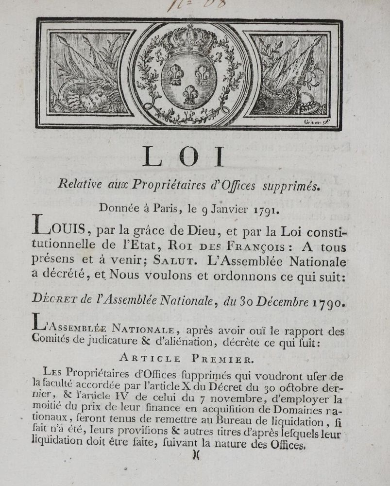 Große Abbildung Nr.1: 130-2324 Dekreten der National-Versammlung: (Frankreich, Ludwig XVI.)