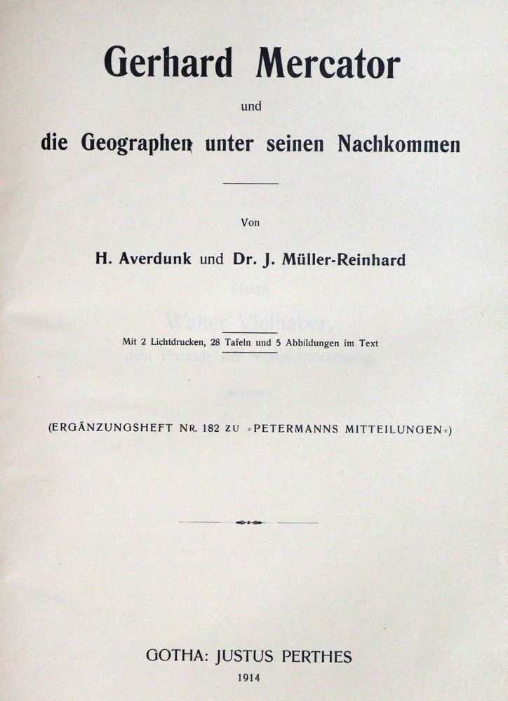 Große Abbildung Nr.2: 130-2395 Averdunk,H. u. J.Müller-Reinhard.: (Verschiedene Länder - Geschichte, Atlanten, Mercator)