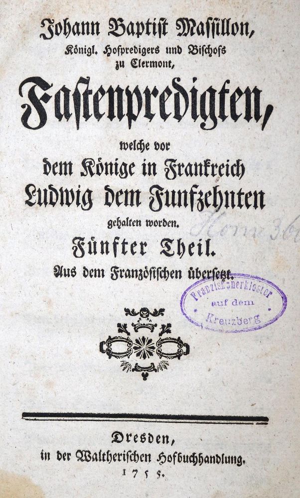 Große Abbildung Nr.1: 130-244 Massillon,J.B.: (Alte Drucke, Handschriften und Theologie)