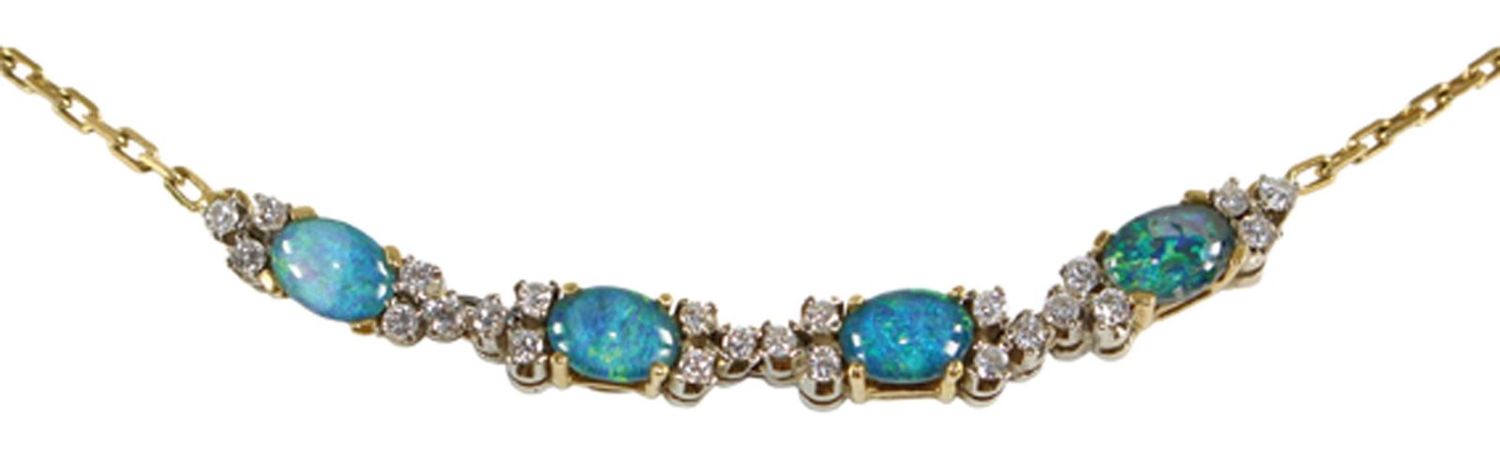 Große Abbildung Nr.1: 130-2741 Opalcollier 18k GG: (Schmuck, Collier)