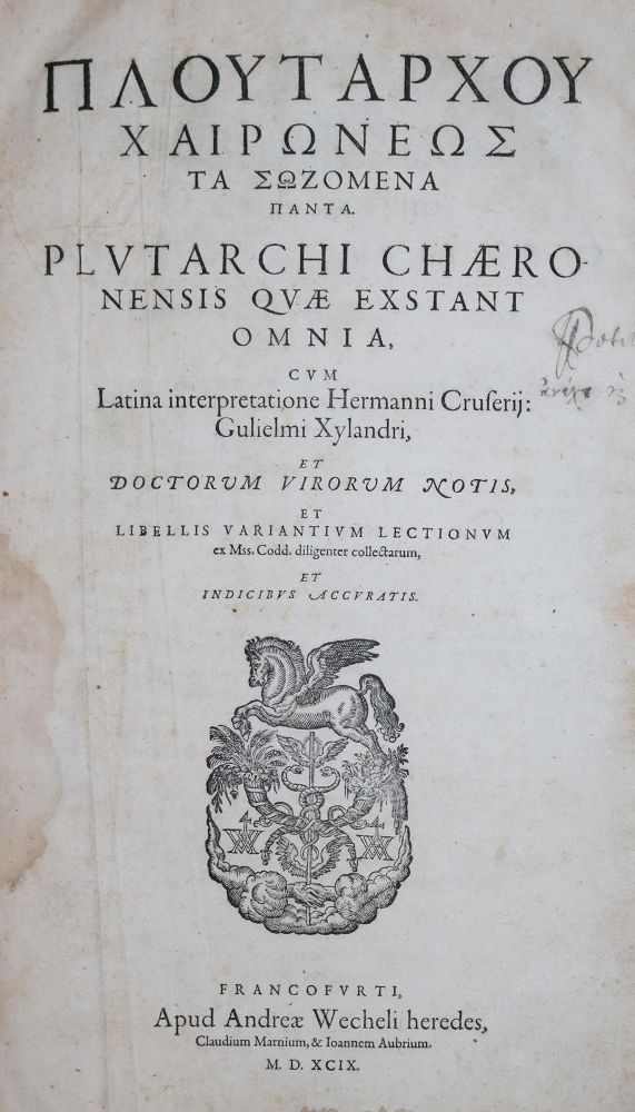 Große Abbildung Nr.1: 130-286 Plutarch.: (Alte Drucke, Handschriften und Theologie)