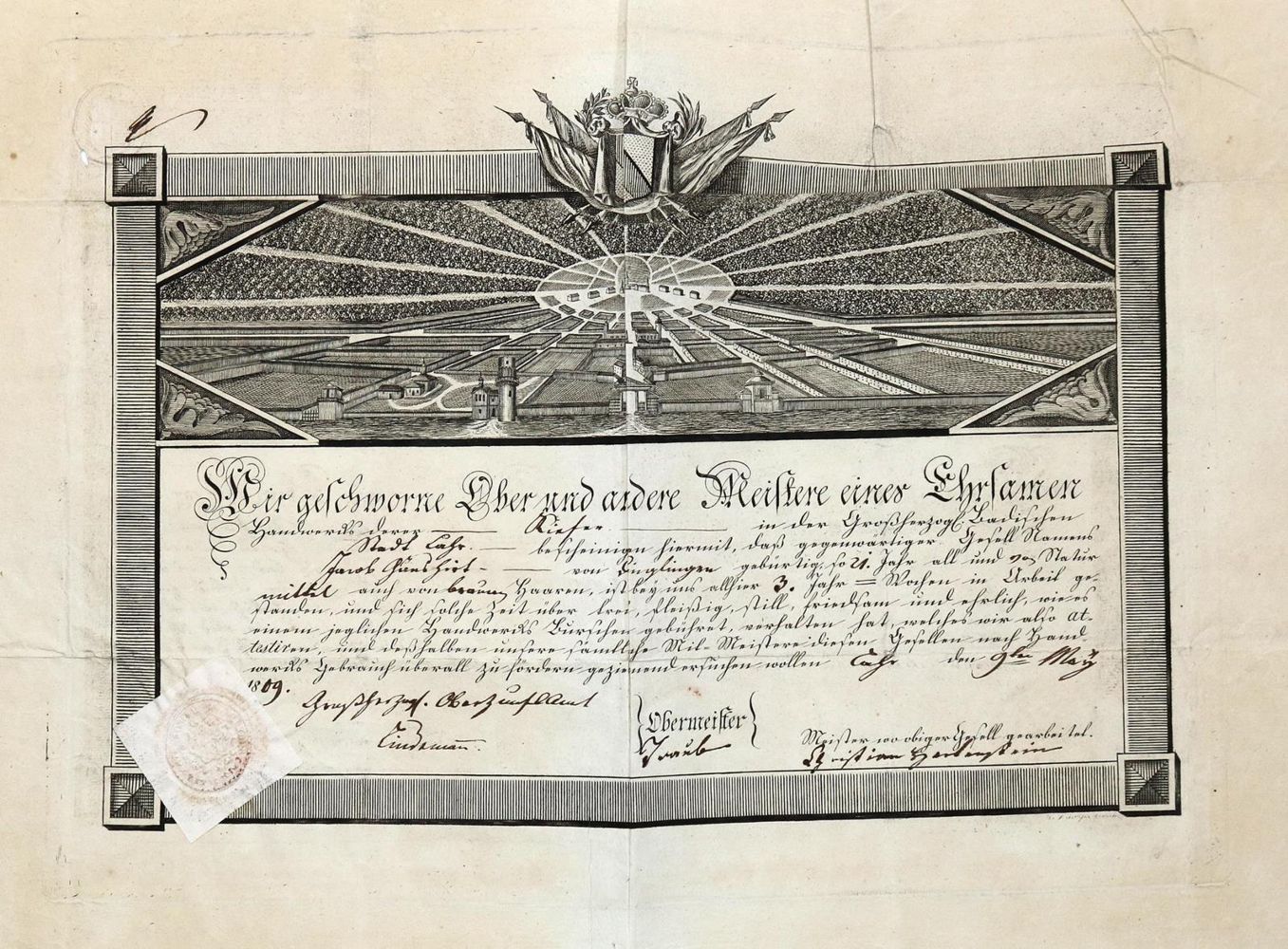 Große Abbildung Nr.1: 130-3109 Gesellenbrief.: (Deutschland, Karlsruhe)