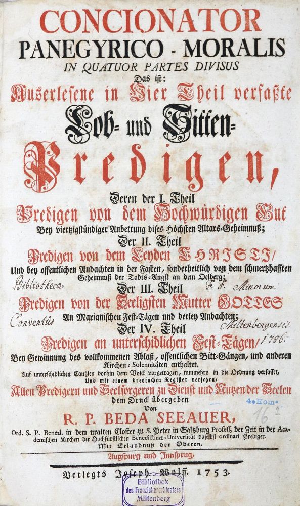 Große Abbildung Nr.1: 130-327 Seeauer,B.: (Alte Drucke, Handschriften und Theologie)