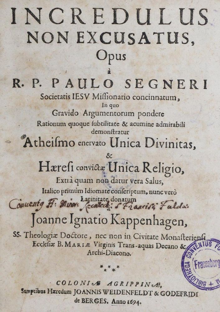 Große Abbildung Nr.1: 130-329 Segner,P.: (Alte Drucke, Handschriften und Theologie)