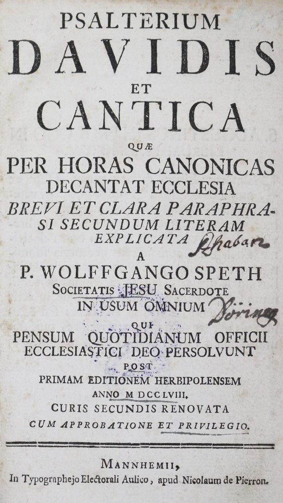 Große Abbildung Nr.1: 130-332 Speth,W.: (Alte Drucke, Handschriften und Theologie)