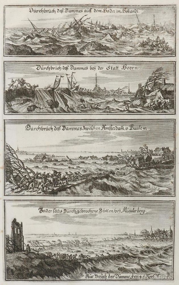 Große Abbildung Nr.1: 130-3348 Ausbruch der Dämme, den 4.5. Novb. A.1675.: (Ausland, Niederlande)