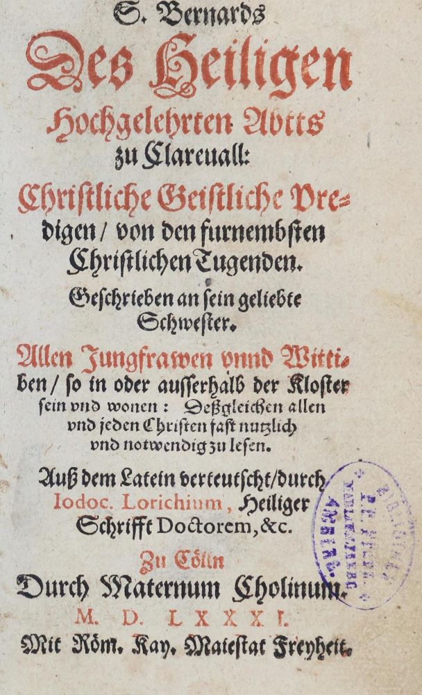 Große Abbildung Nr.1: 130-34 Bernhard von Clairvaux.: (Alte Drucke, Handschriften und Theologie)
