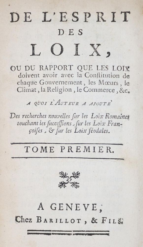 Große Abbildung Nr.1: 130-374 (Montesquieu,C.L.de Secondat de).: (Politik und Staatswissenschaften)