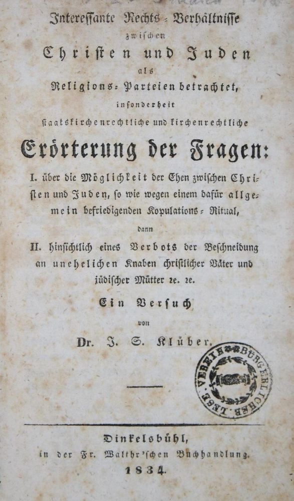 Große Abbildung Nr.1: 130-403 Klüber,J.S.: (Judaica)